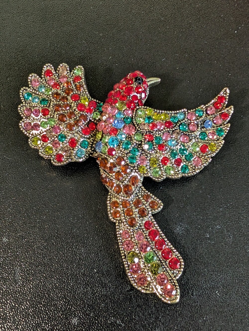 Multicolor Crystal Bird Brooch - Sparkling Avian Pin